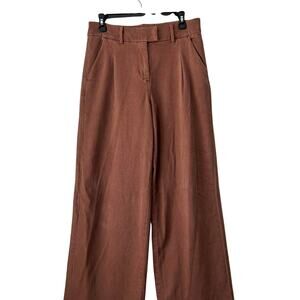 American Eagle High Waisted Wide Leg Brown Stretch Trousers